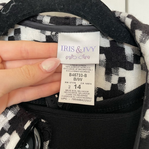 Iris and Ivy Girls Dress and Coat Set in Black and White Size 14 - Picture 4 of 5